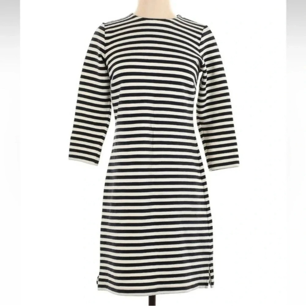 Vineyard Vines Navy Blue White Striped Dress Shift Exposed Back Zip M Coastal